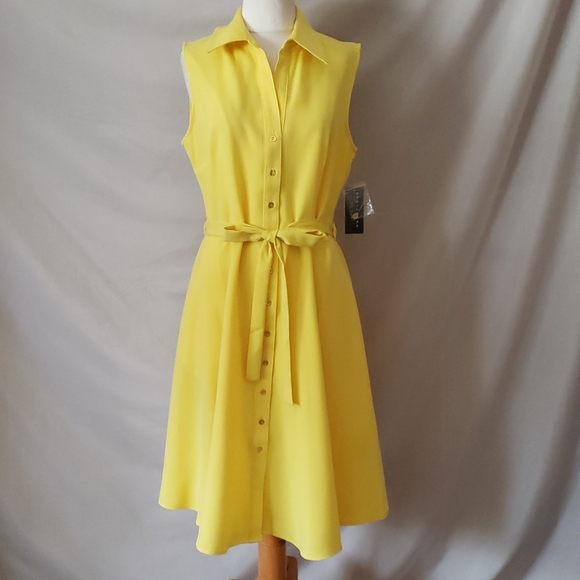 Sharagano Dresses & Skirts - New Sharagano Yellow Button Down Dress